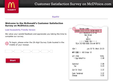 - Input digit 26 of the Survey Code. . Www mcdvoice com survey receipt code